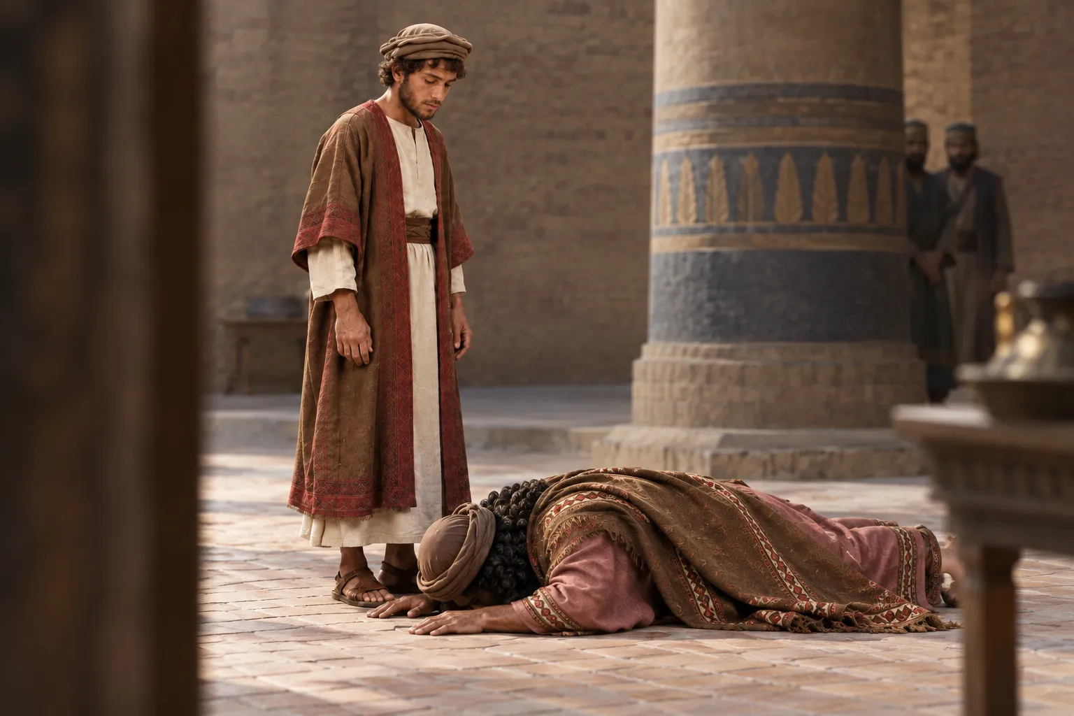 The king bows before Daniel (Daniel 2:46–47)