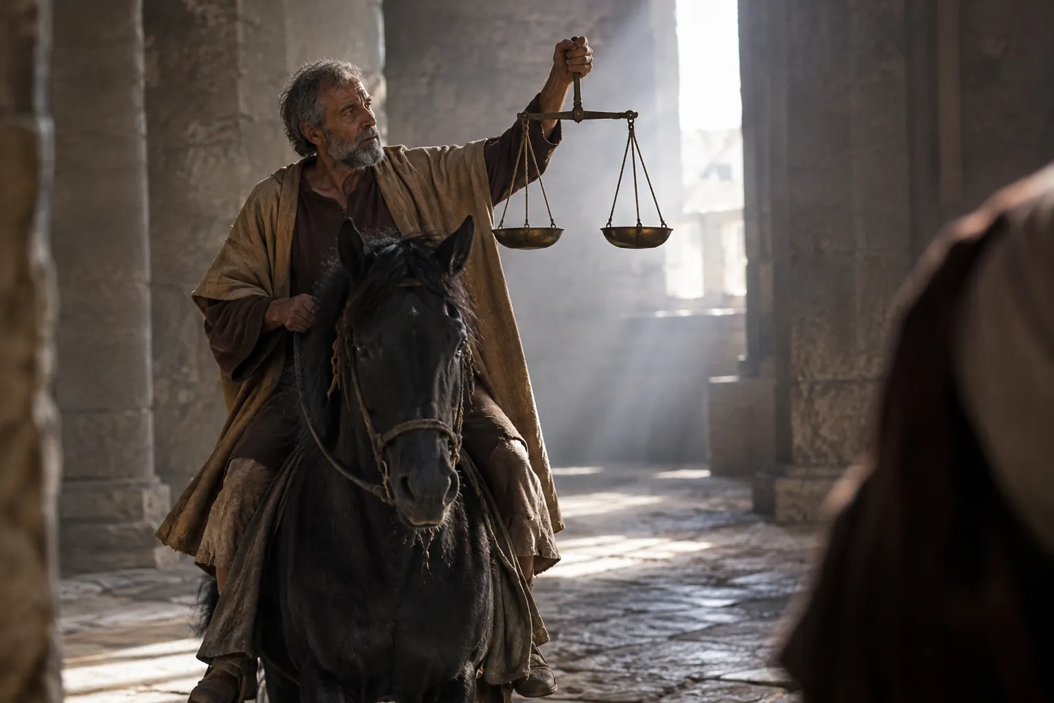 The black horse and the scales (Revelation 6:5–6)
