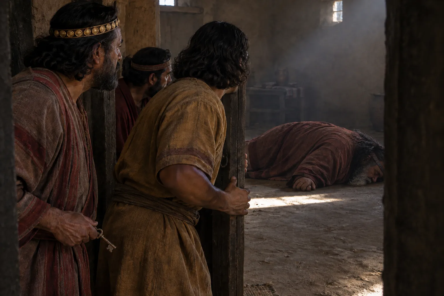 The servants find Eglon (Judges 3:24–25)