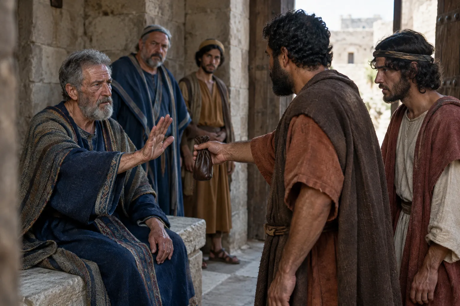 A judge refuses a bribe (Deuteronomy 16:18–20)