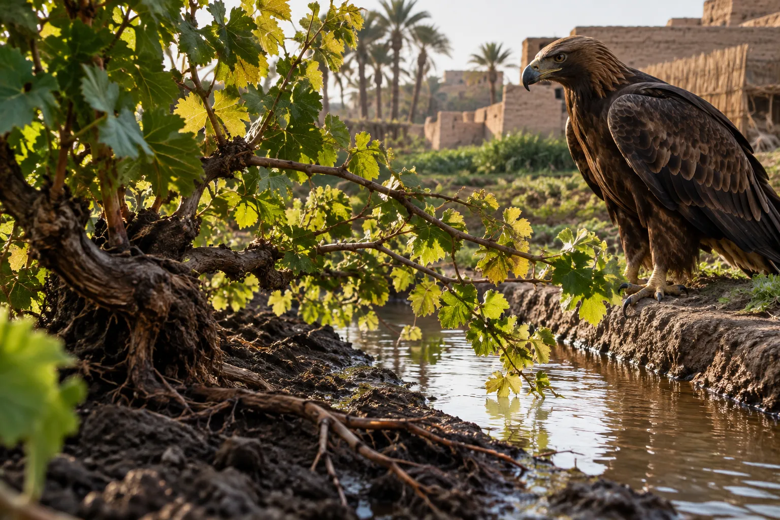 The vine reaches toward the second eagle (Ezekiel 17:7–8)