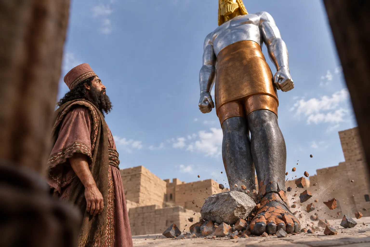 The stone strikes the statue (Daniel 2:31–34)