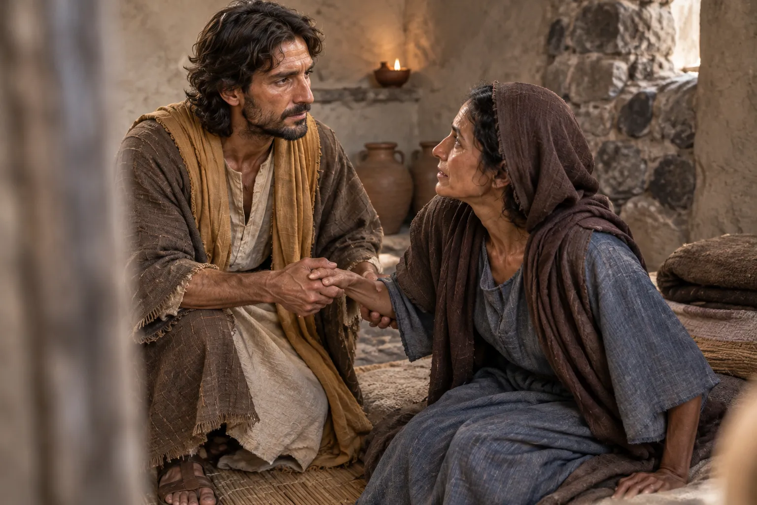 Peter’s mother-in-law begins to rise (Matthew 8:14–15)