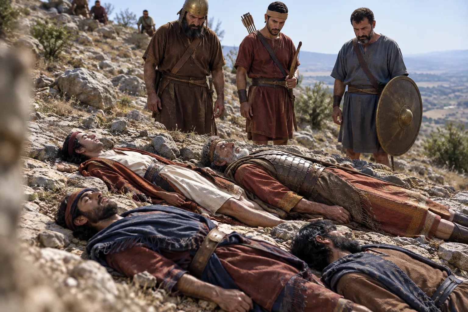 The Philistines find Saul and his sons (1 Chronicles 10:8)