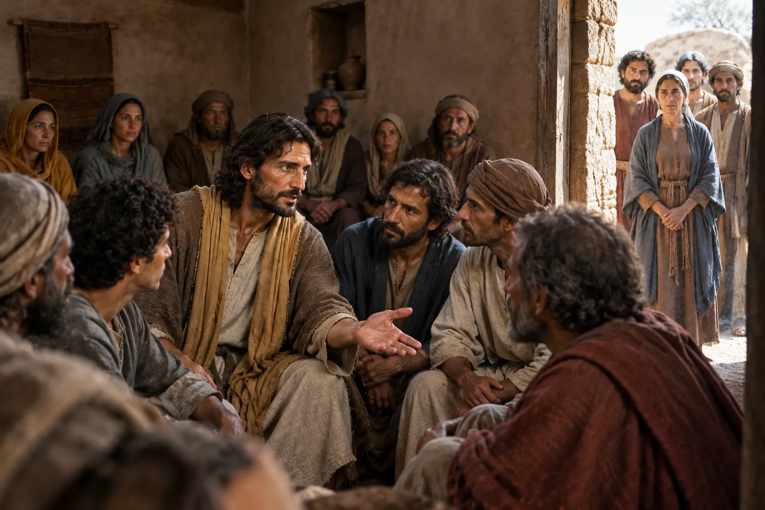 Jesus points to his disciples (Matthew 12:46–50)