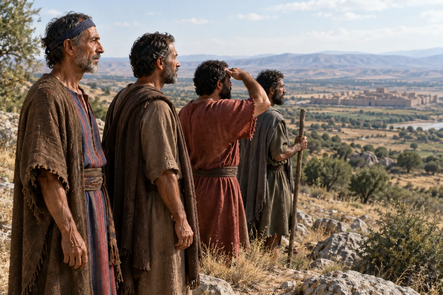 The men look out over Sodom (Genesis 18:16–21)