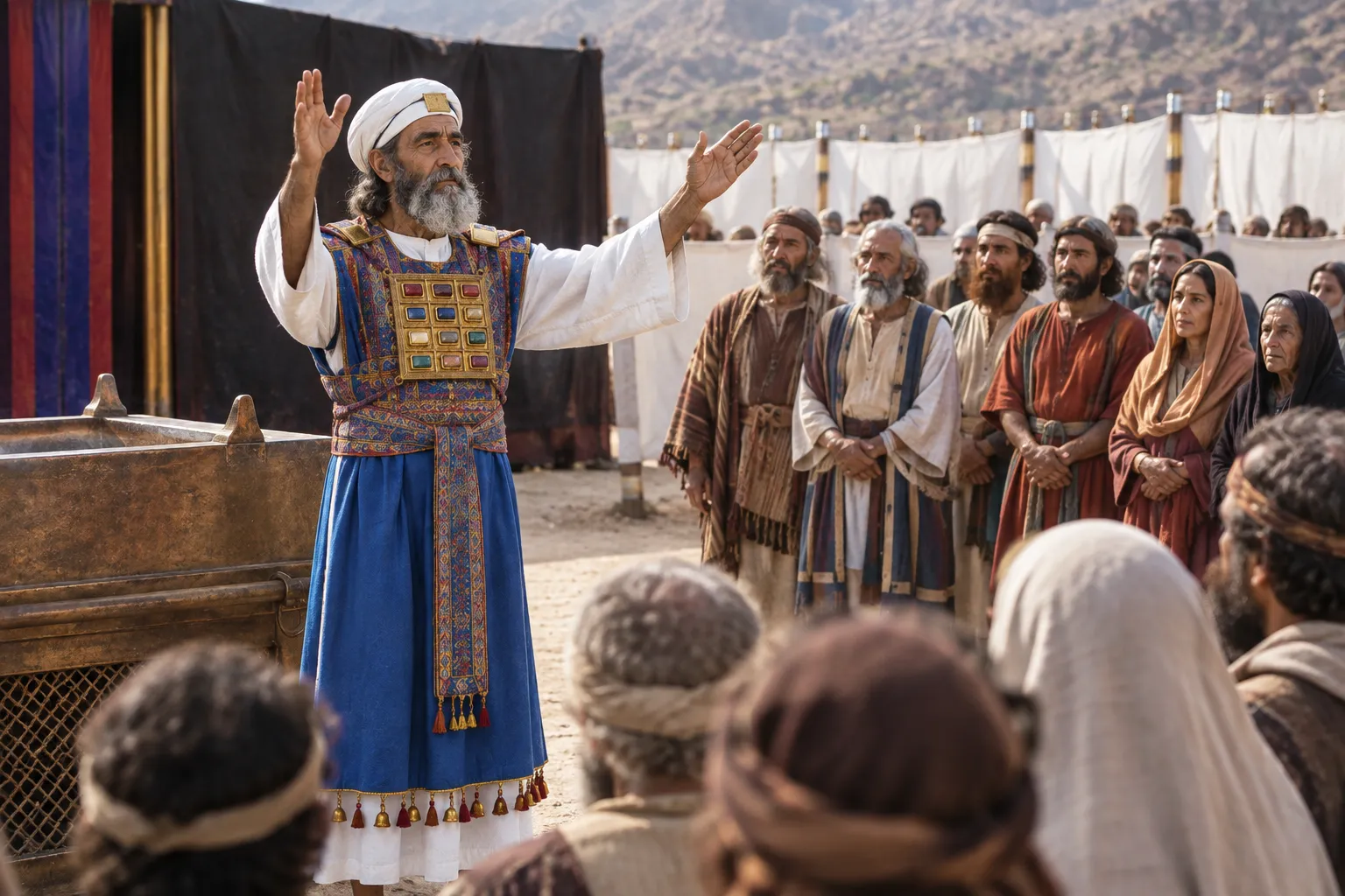 Aaron blesses the people (Leviticus 9:22)
