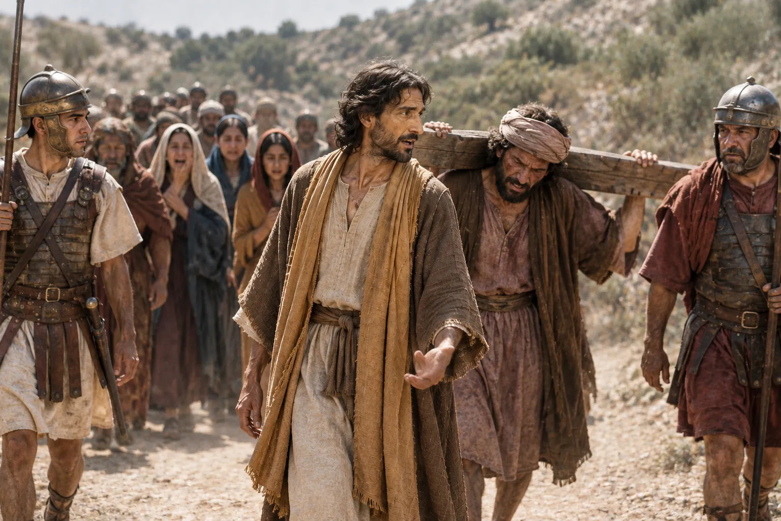 Jesus speaks to the mourning women (Luke 23:26–32)