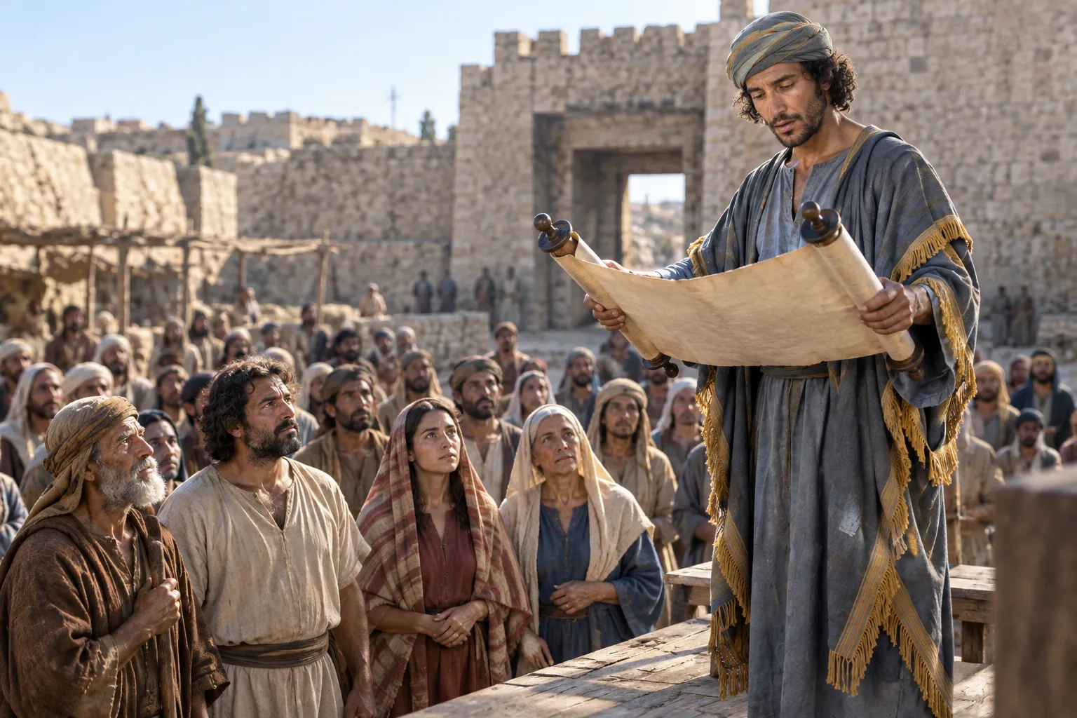 Ezra opens the Law (Nehemiah 8:5)