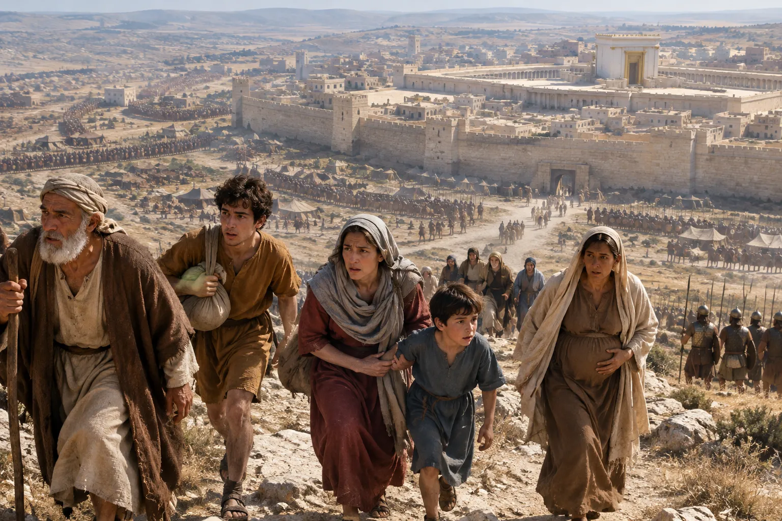 Flee from the surrounded city (Luke 21:20–23)