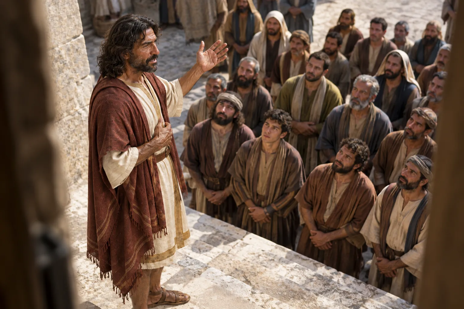 Paul addresses the quiet crowd (Acts 22:1–2)