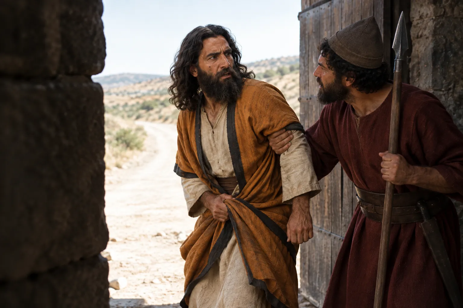 Irijah seizes Jeremiah at the gate (Jeremiah 37:12–14)
