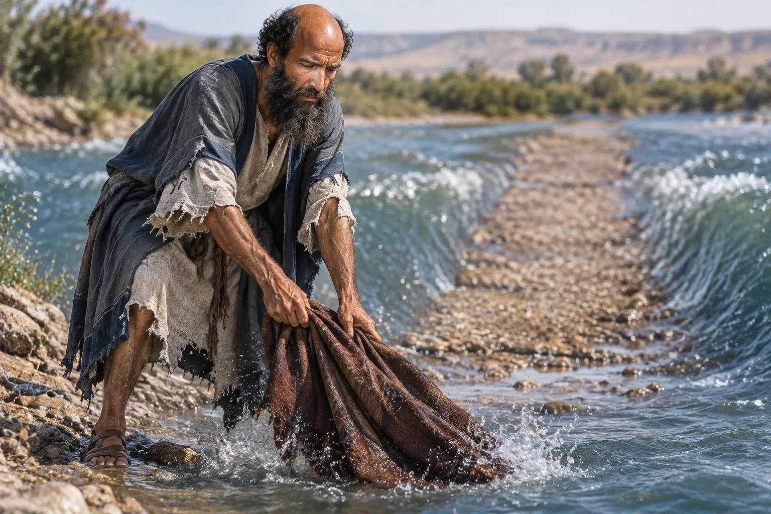 Elisha Strikes the Jordan (2 Kings 2:13–14)