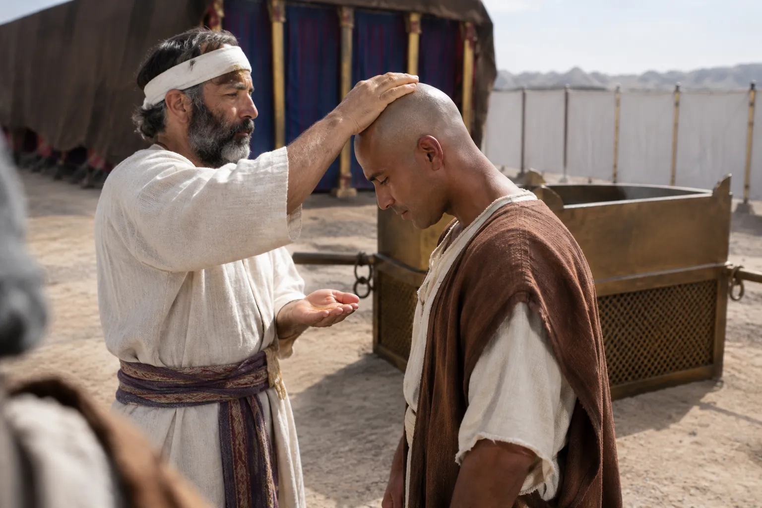 Oil placed on the cleansed man's head (Leviticus 14:15–18)