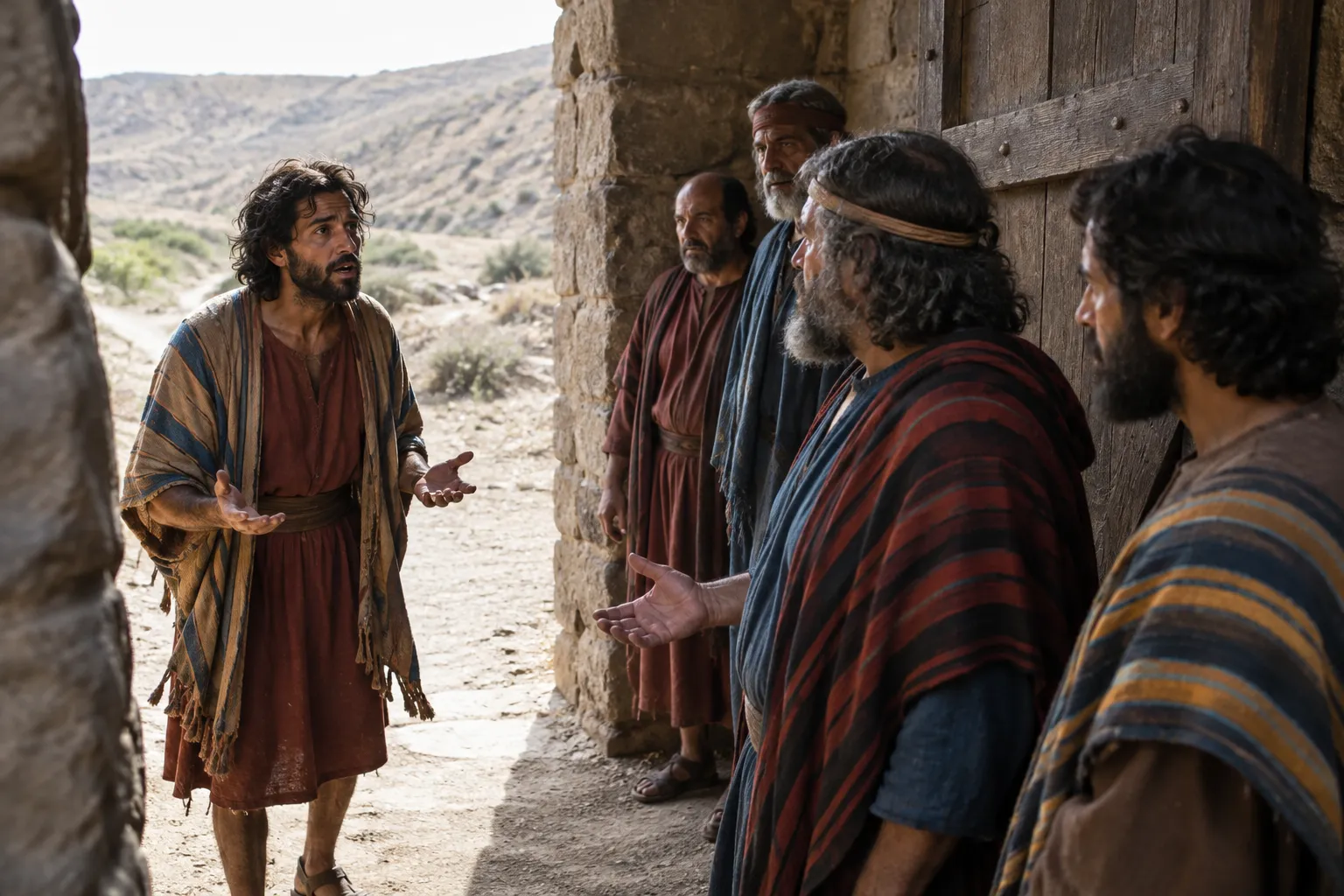 The fugitive states his case at the gate (Joshua 20:3–4)