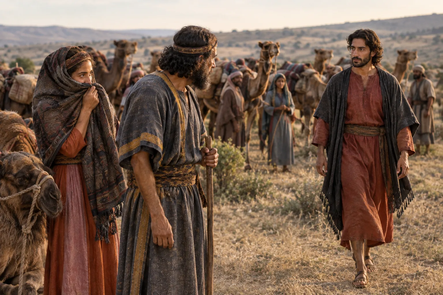Rebekah sees Isaac (Genesis 24:62–65)