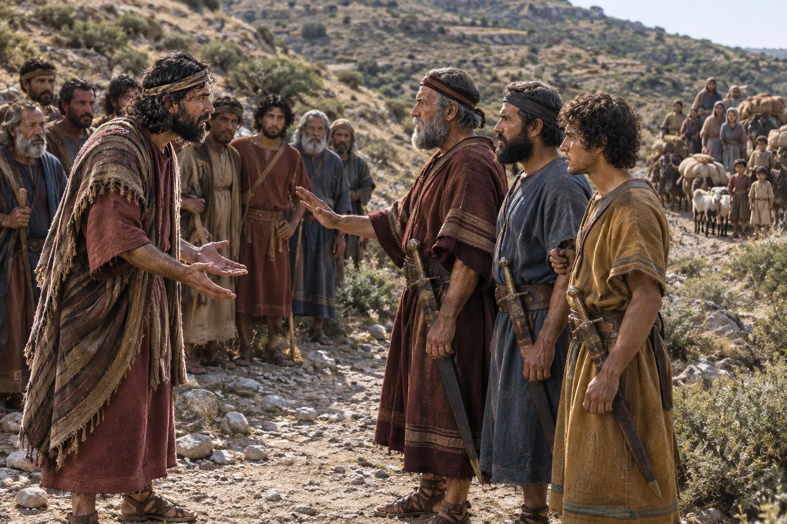 Micah confronts the Danites (Judges 18:22–25)