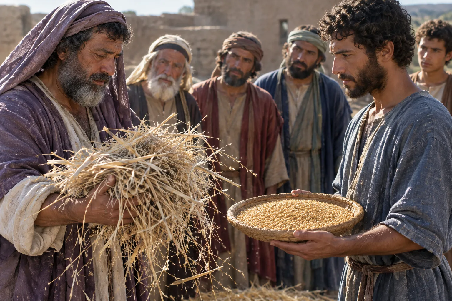 What is straw compared with grain? (Jeremiah 23:28)