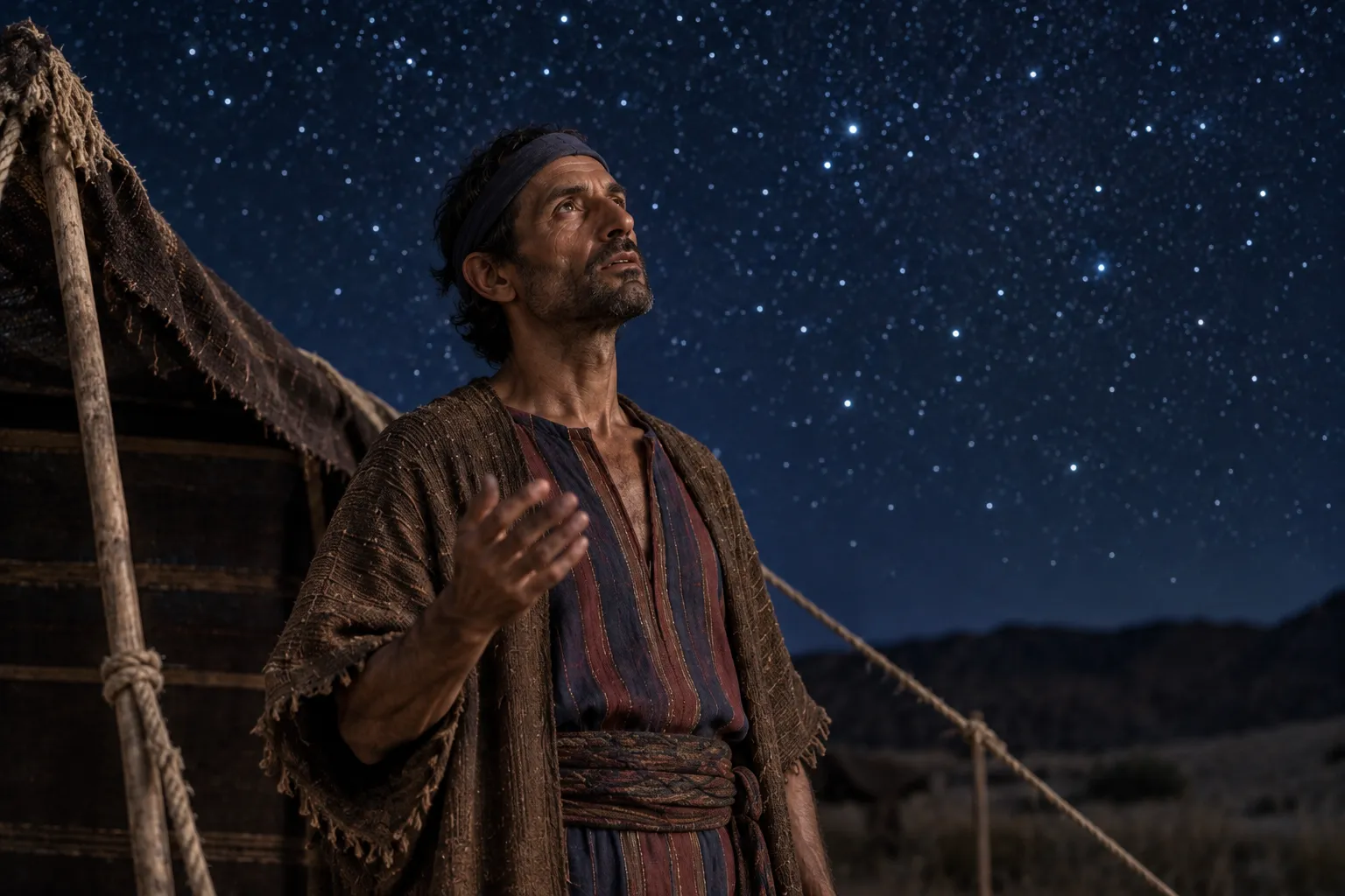 Abram looks toward the stars (Genesis 15:5–6)