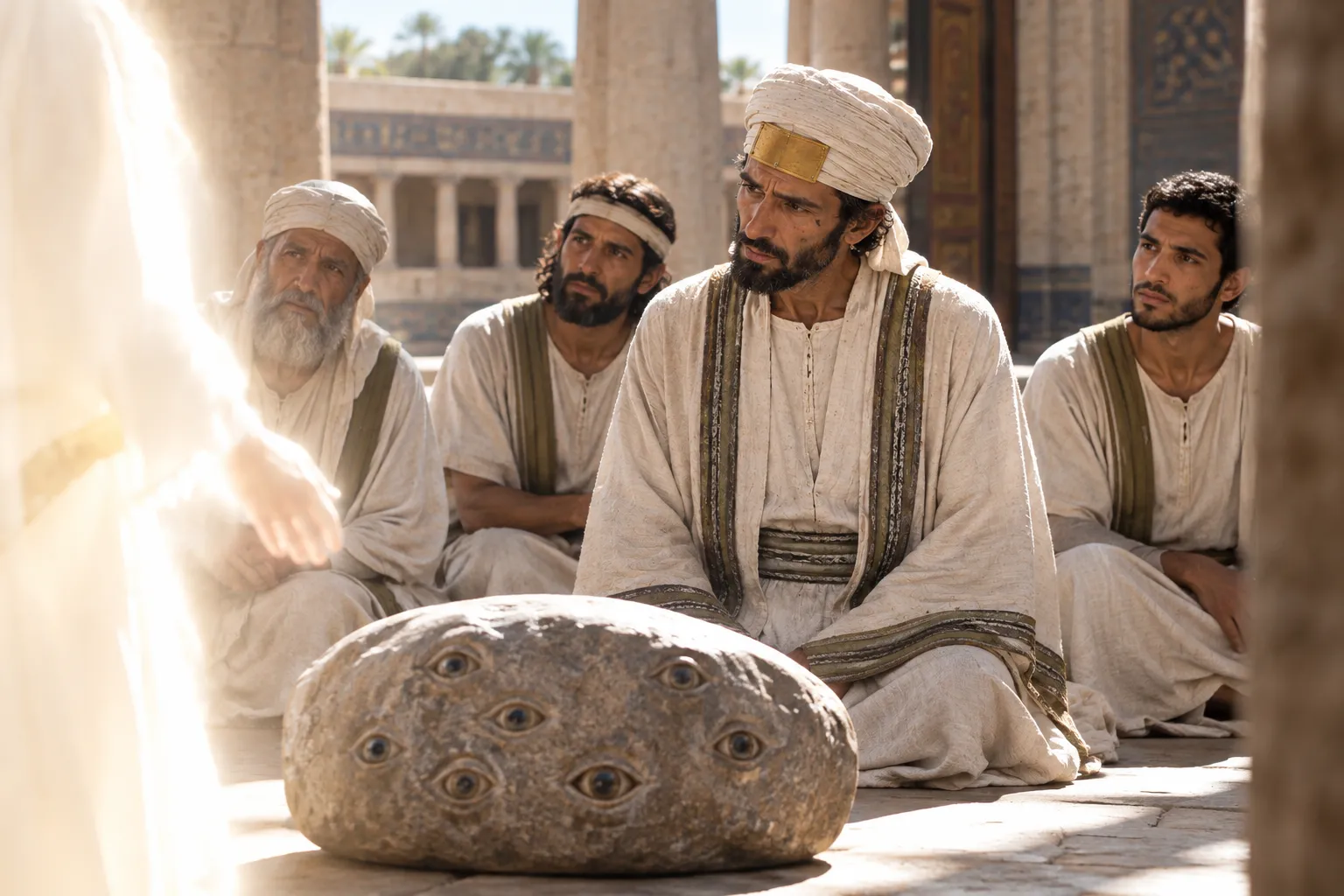 The seven-eyed stone set before Joshua (Zechariah 3:8–9)