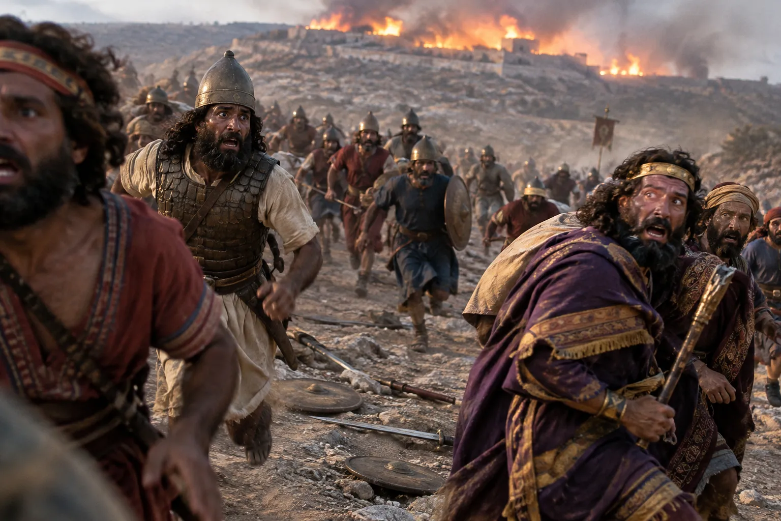 Assyria flees before no mortal sword (Isaiah 31:8–9)
