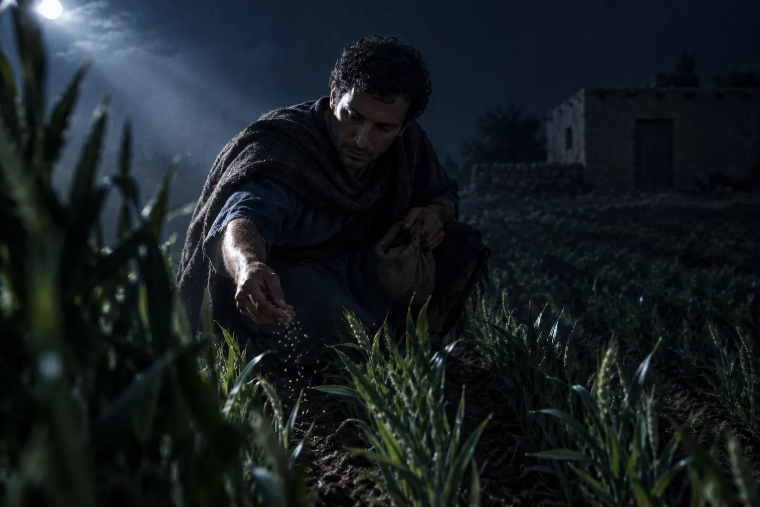 The enemy sows weeds (Matthew 13:24–25)