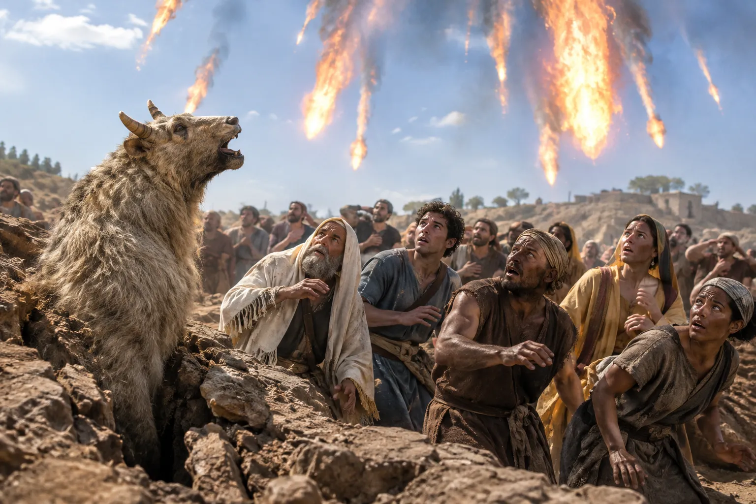 The earth-beast brings down fire (Revelation 13:11–13)