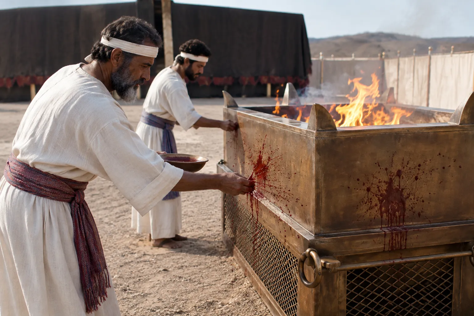 The lamb’s blood applied to the altar (Leviticus 3:8)