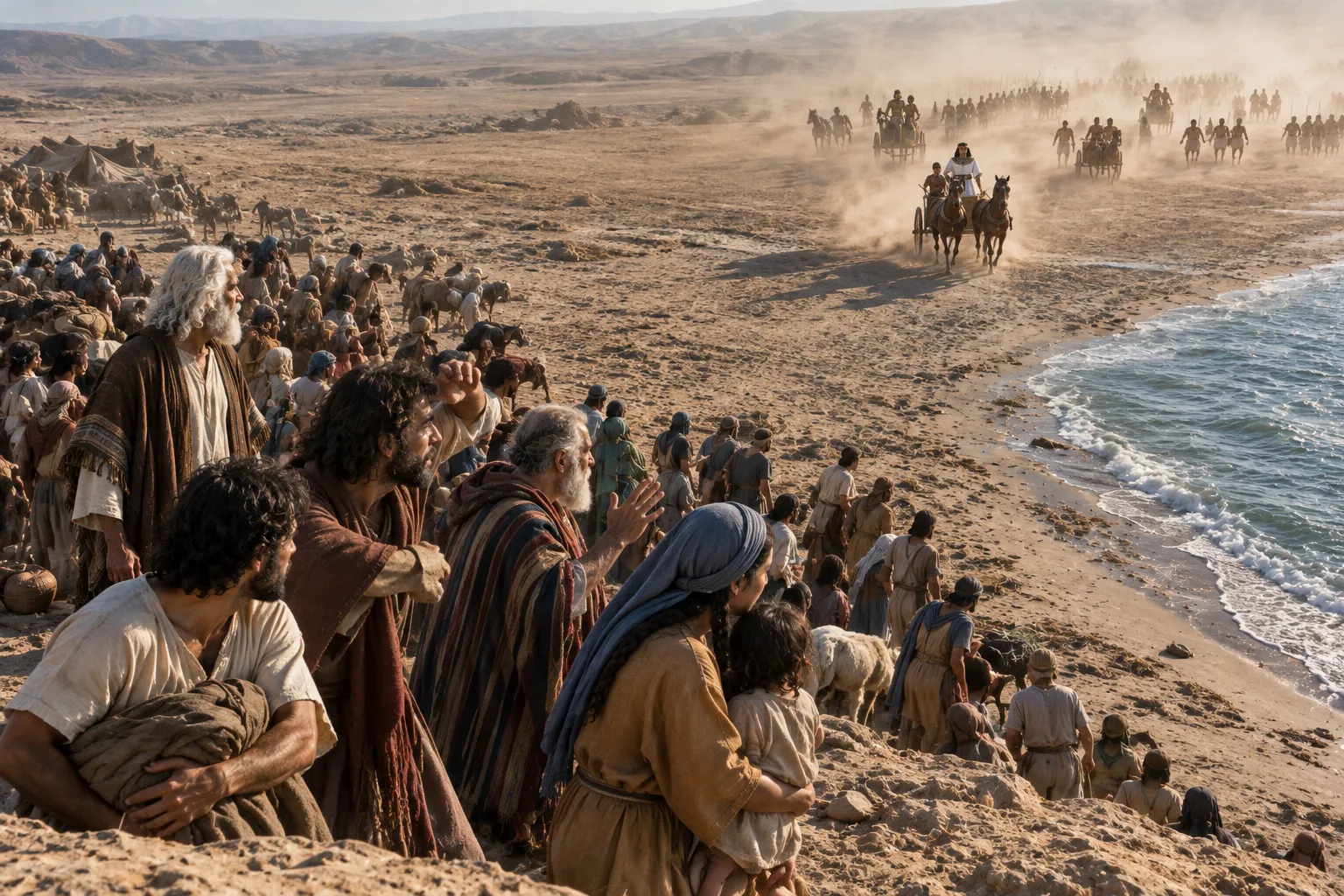 The Camp Sees Pharaoh Approach (Exodus 14:10–12)