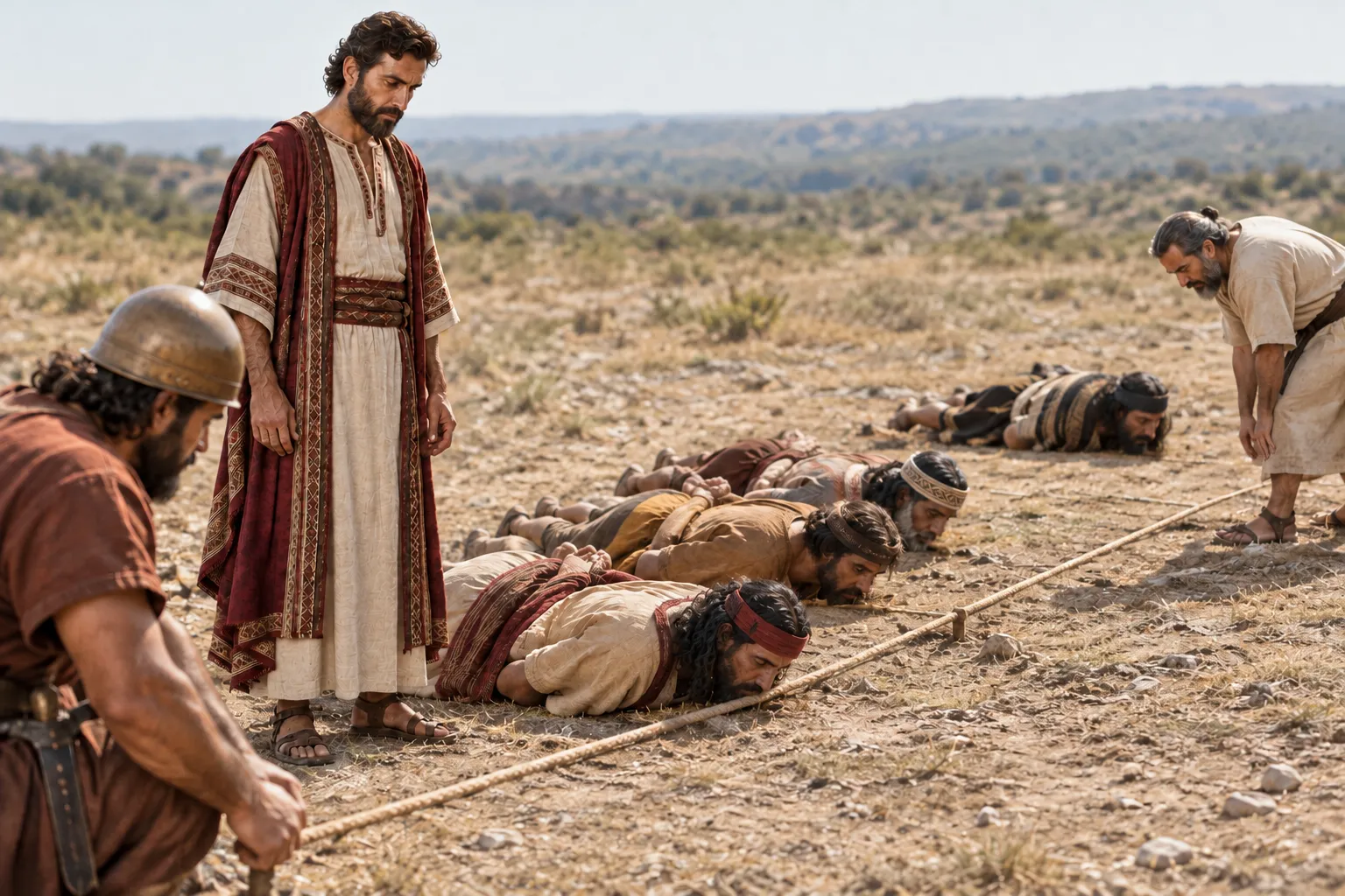 David measures the Moabite captives (2 Samuel 8:2)