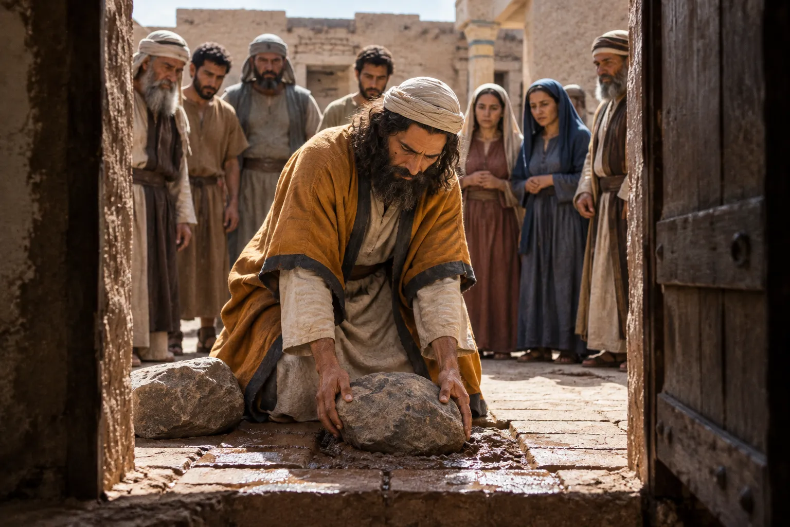 Jeremiah embeds the stones at Tahpanhes (Jeremiah 43:8–10)