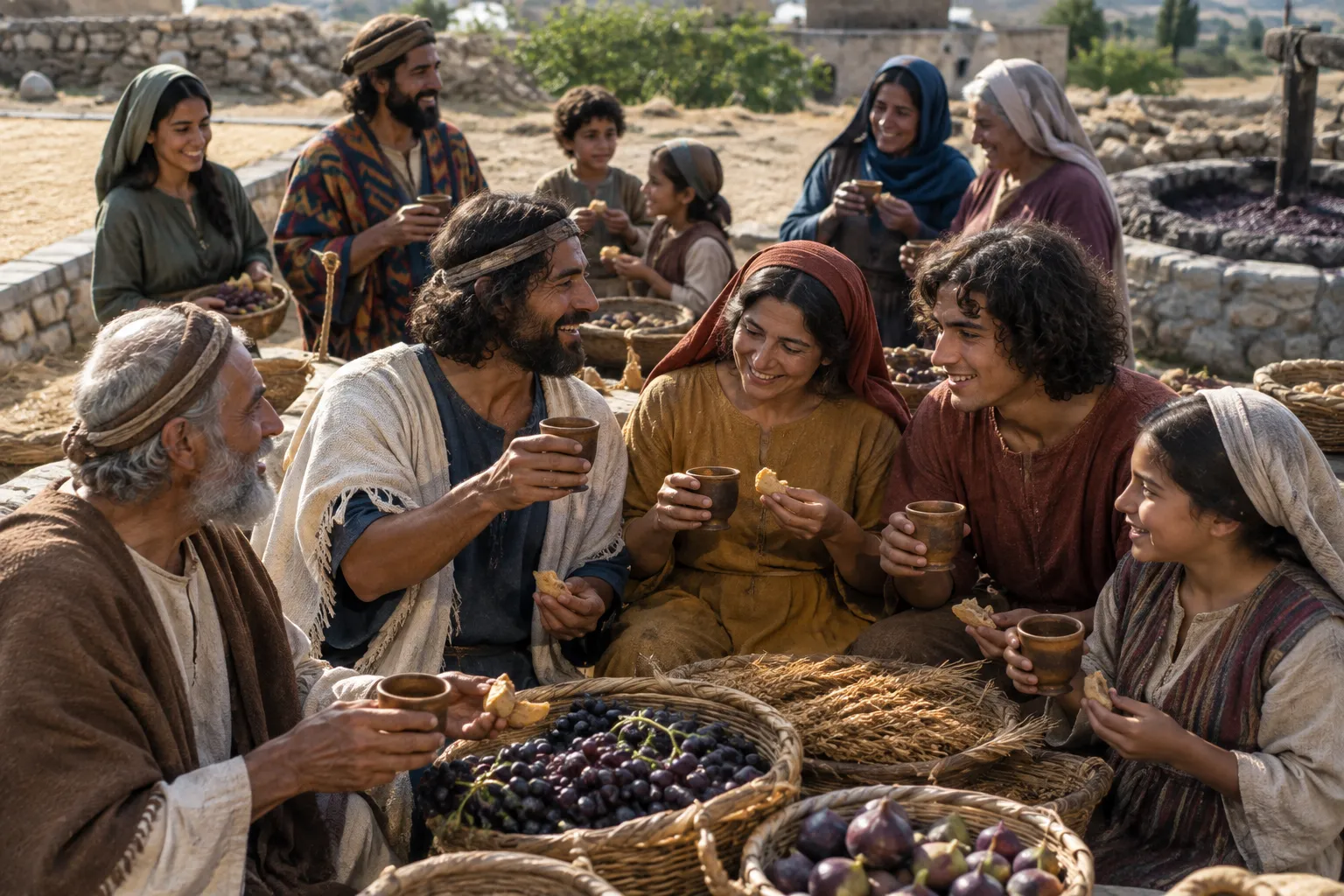 Harvest rejoicing at the Feast of Tabernacles (Deuteronomy 16:13–15)