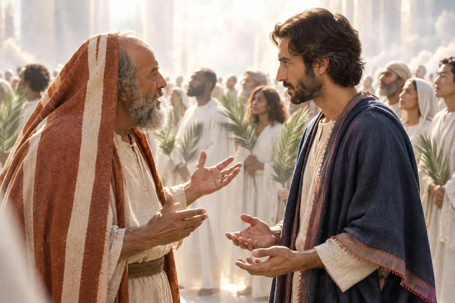 The elder questions John (Revelation 7:13–14)