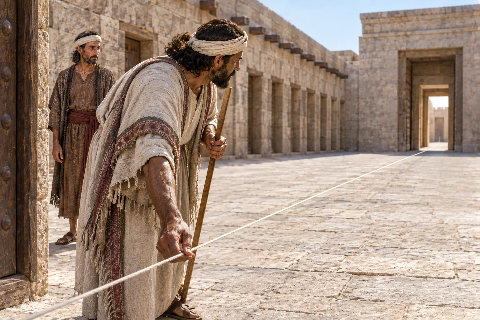 The aligned gates of the outer court (Ezekiel 40:17–23)