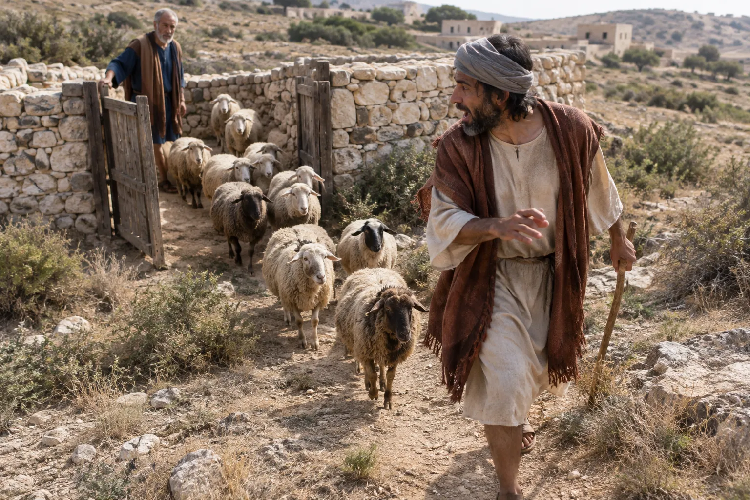 The shepherd calls his own sheep out (John 10:2–4)