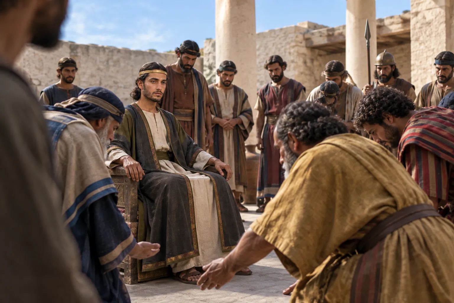 Solomon sits as king (1 Chronicles 29:23–25)