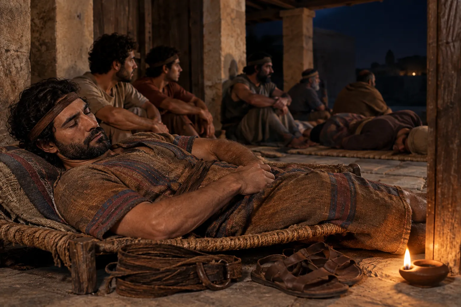 Uriah stays at the palace door (2 Samuel 11:9)