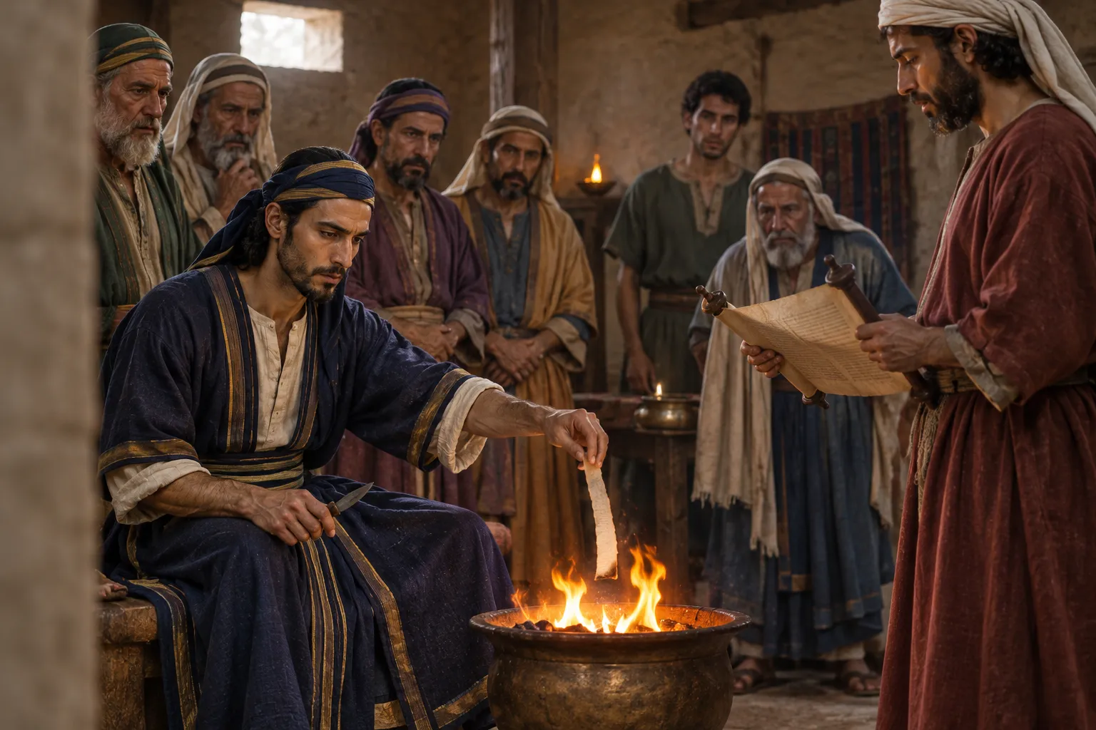 Jehoiakim Burns the Scroll (Jeremiah 36:21–24)