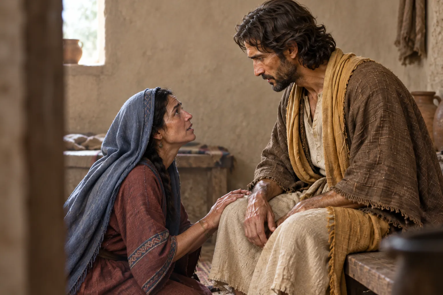 The woman pleads for her daughter (Mark 7:24–29)