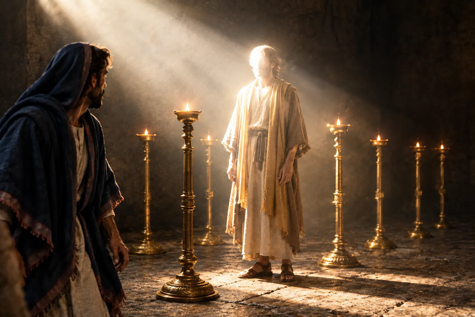 John Turns and Sees the Seven Lampstands (Revelation 1:12–13)