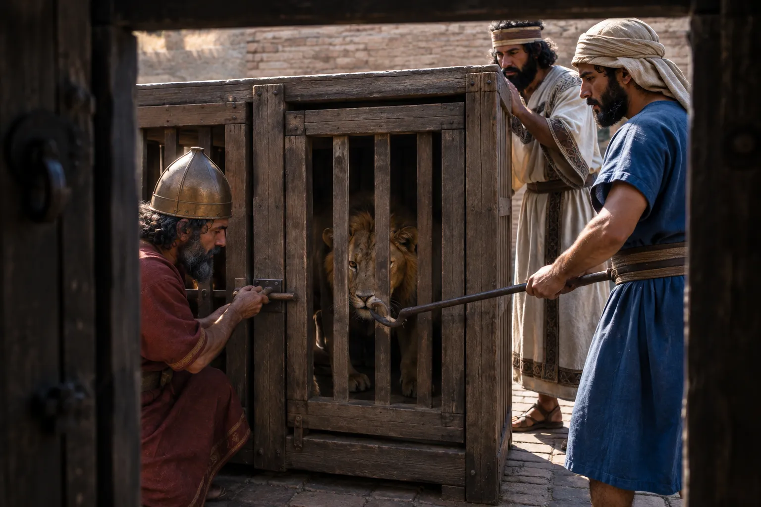 The second young lion caged (Ezekiel 19:8–9)