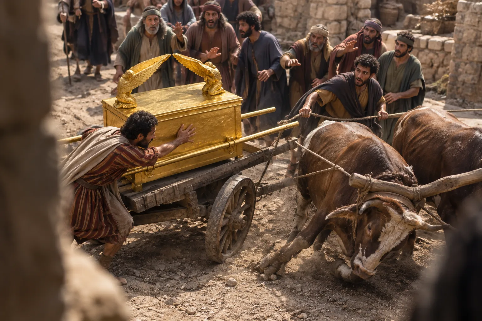 Uzzah takes hold of the ark (1 Chronicles 13:9)