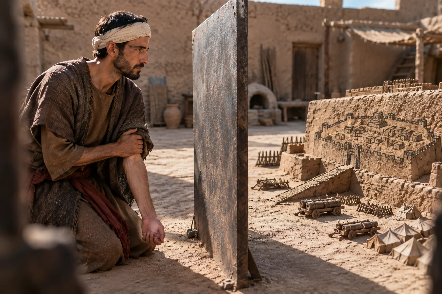 The completed siege sign (Ezekiel 4:1–3)