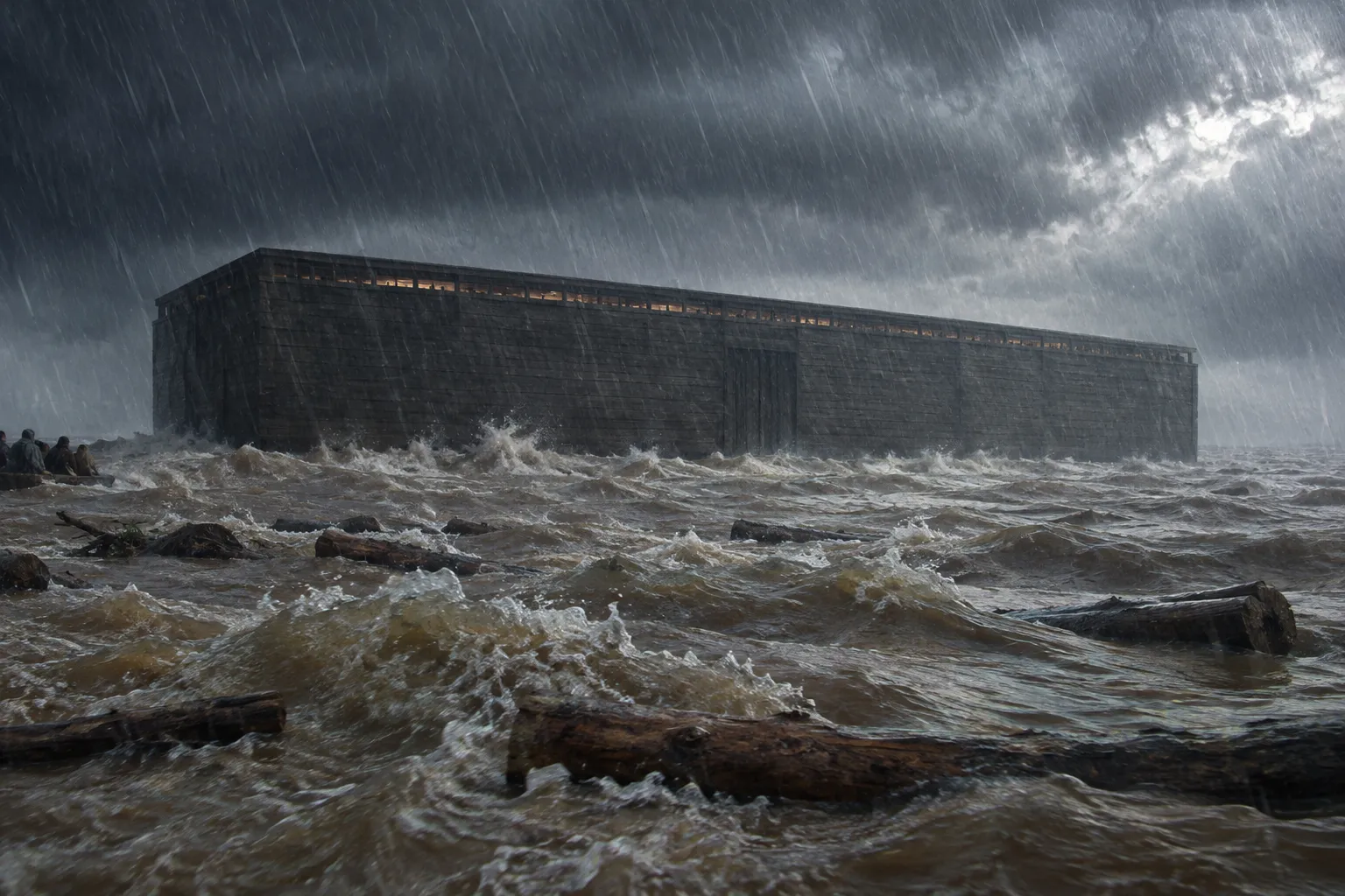 The flood lifts the ark (Genesis 7:17–20)