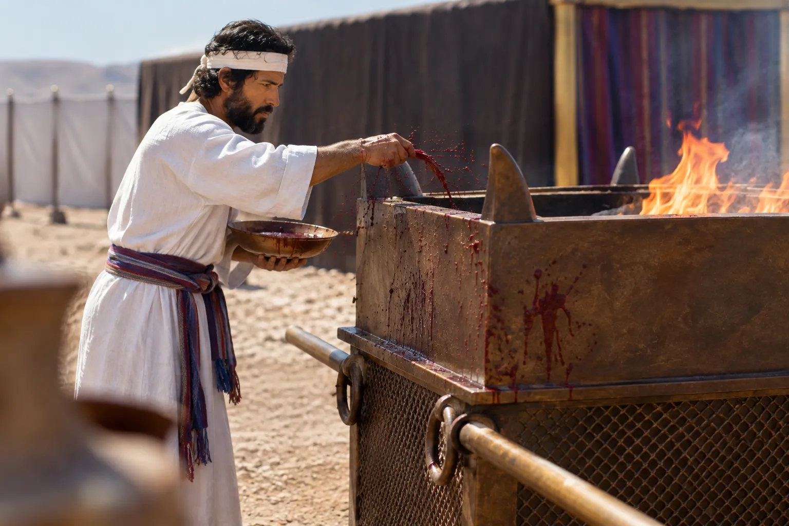 Blood on all sides of the altar (Leviticus 7:2–5)