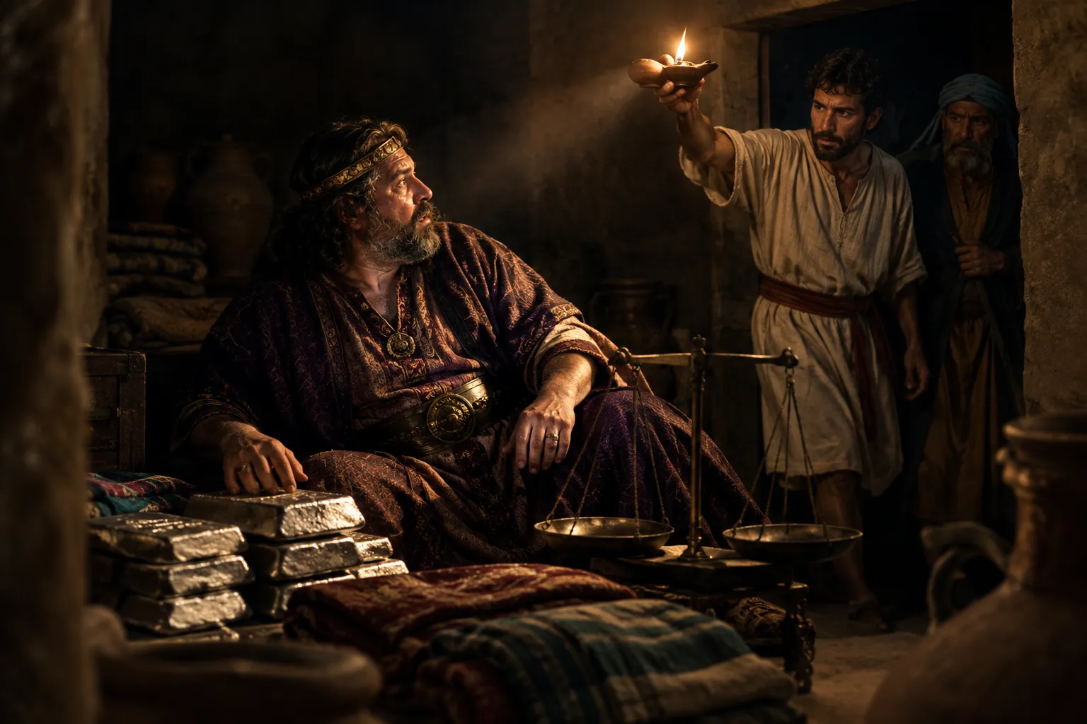 Jerusalem searched with lamps (Zephaniah 1:12–13)