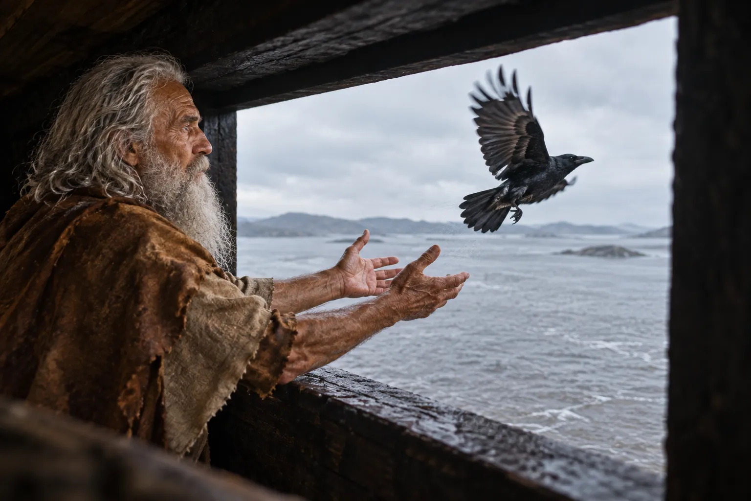 Noah Sends Out the Raven (Genesis 8:6–7)