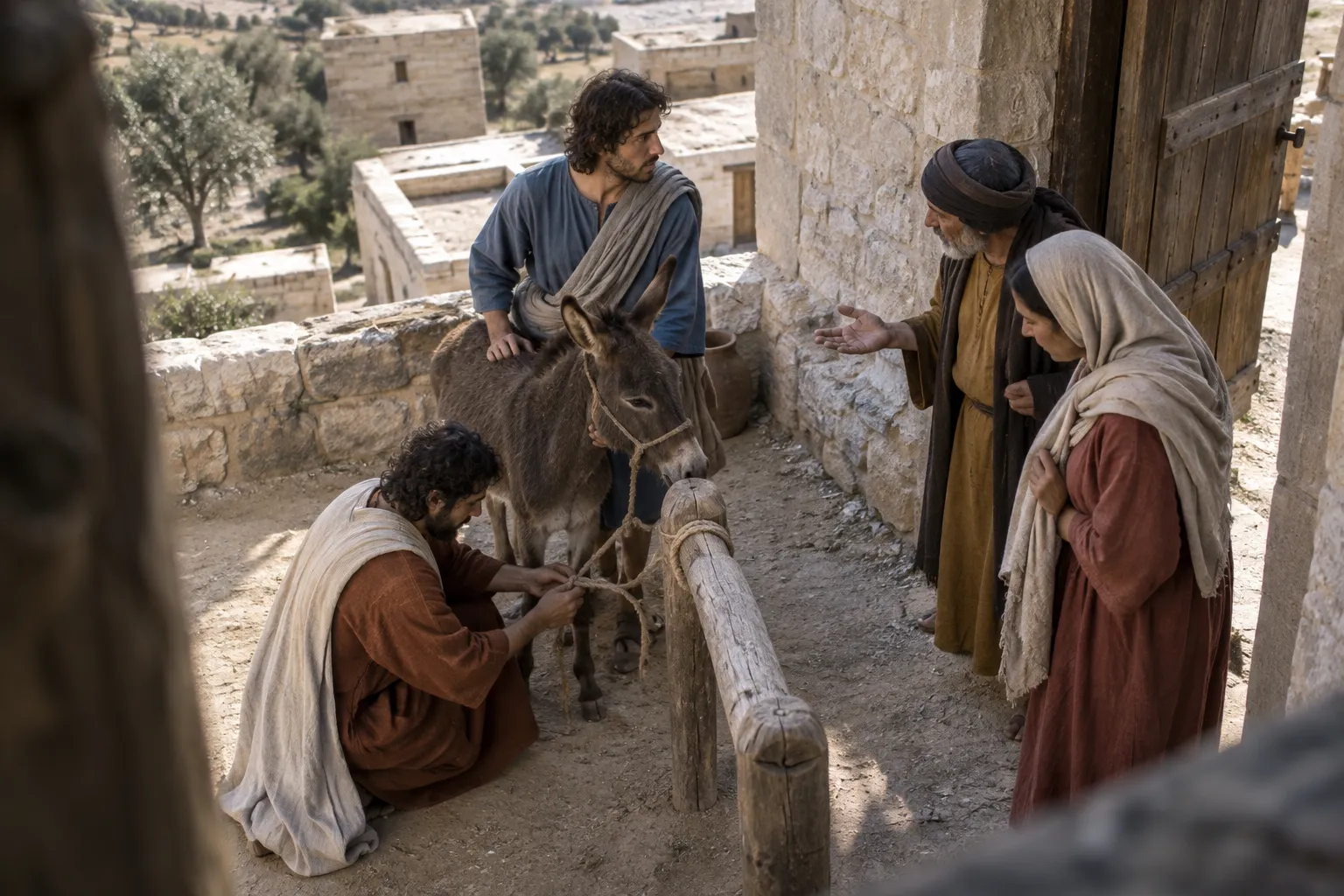 The disciples untie the colt (Luke 19:32–34)