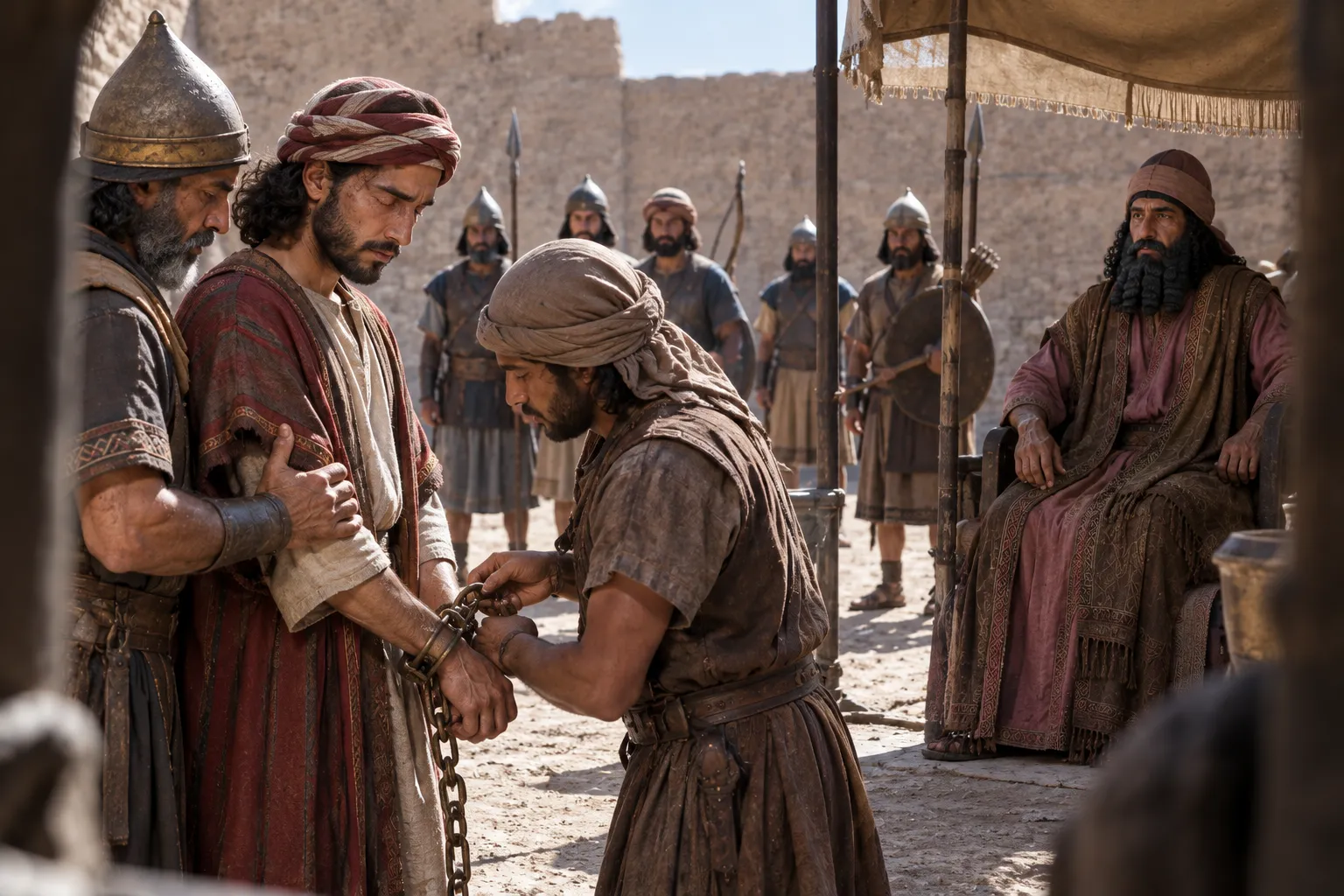 Zedekiah bound at Riblah (Jeremiah 39:5–7)