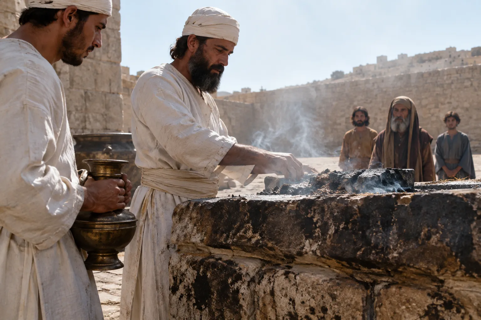 Day after day the priest stands (Hebrews 10:1–11)